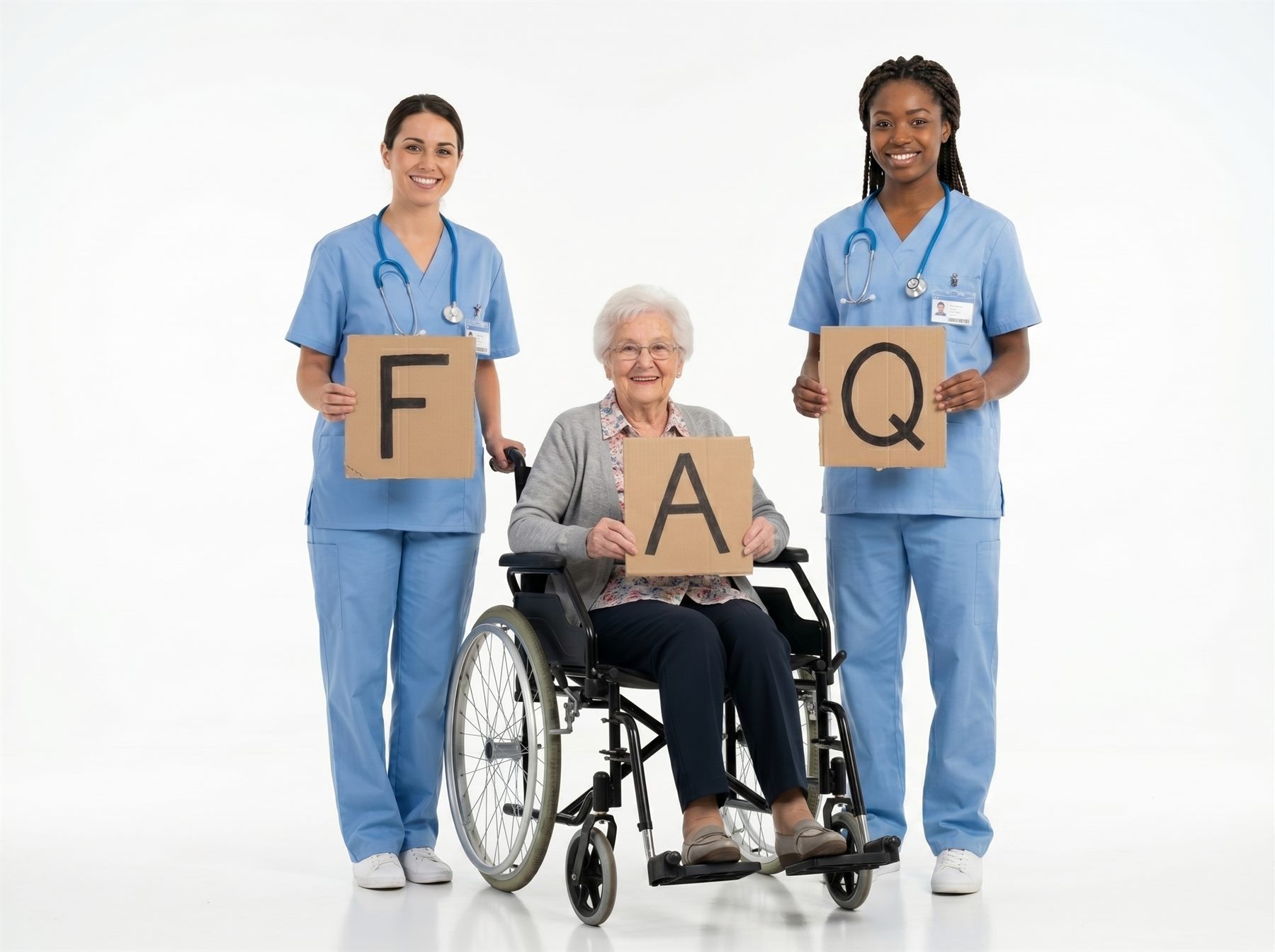 Healthcare professionals supporting an older patient